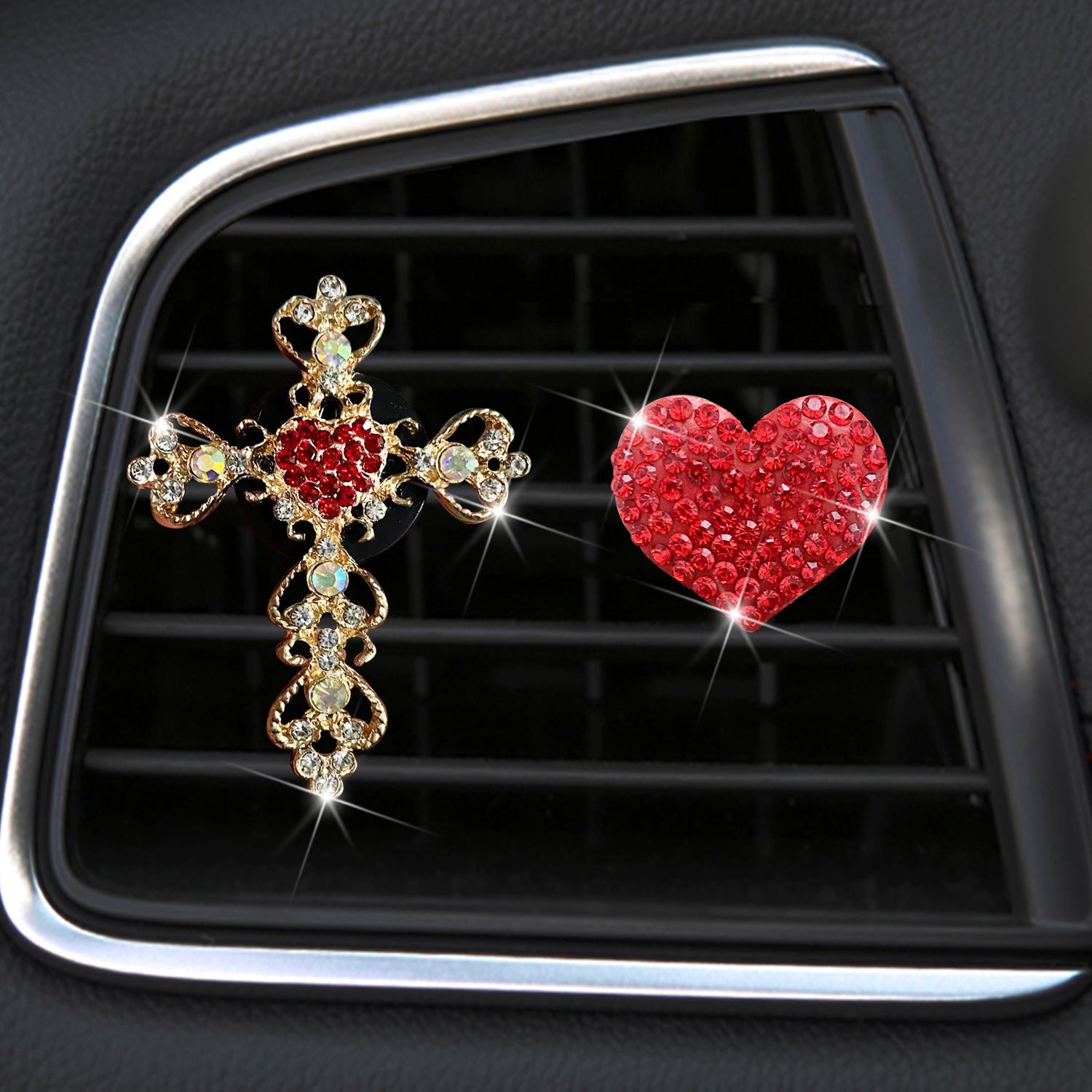 Wholesale Rhinestone Heart Car Air Vent Perfume Clip